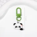Cute cartoon panda resin keychain green metal clasp bag pendant cute accessory 5.3cm - Xiao Mei (A0316)