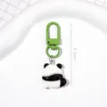 Cute panda resin keychain bag charm with green metal clasp, compact 5.5cm size gift - Piggyback Bear (A0316)