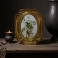 Vintage resin photo frame with ornate gold relief, retro desktop decor detail view. - Gold Relief Photo Frame / Inner 10x15 Outer 14.8x19.5CM
