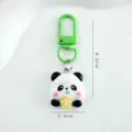 Cute cartoon panda keychain resin bag charm pendant with green clasp and flower design. - Flower Panda (A0316)