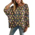 Maglione da donna traforato con stampa natalizia 3D e design a maglia per le feste - Taglia S / Top con Motivo Elementi Natalizi / Multicolore (XY-LK035)