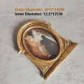 Detailed view of vintage gold resin picture frame showing outer and inner dimensions - European Vintage Gold / Arch: 12.5*17cm