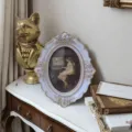 Cadre photo ovale sculpté rococo vintage français en résine dorée cadre décoratif maison - 7 Pouces (Intérieur 12.5x17.5cm Extérieur 21.5x25cm)
