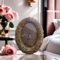 Cadre photo ovale en resine vintage decoration de bureau avec bordure retro pour salon. - 7 Pouces (Extérieur 18x22cm)