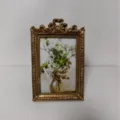 European vintage gold photo frame with ornate relief carving and bow top home wall decor. - 6 Inch