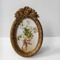 French vintage gold relief photo frame with elegant floral resin design for home decor - Oval Rose Vintage Gold (JY-0058) / 6 Inch (Outer 13x20cm)