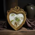 Vintage gold heart-shaped carved photo frame with ornate floral details - Heart-Shaped Vintage Carved Photo Frame - Large (LJ-003) / 21x25cm / Gold