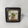 Vintage black and gold ornate embossed photo frame with floral oil painting art - 10x10cm (Inner) / Black