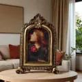 Vintage French court style gold resin embossed photo frame with classic portrait insert - Arched Tabletop (Outer 10x14cm)