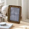 Decorative vintage resin photo frame with beaded edge for table display and home decor. - 7 Inch Inner 12.5x17cm Outer 16x21cm