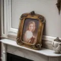 Ornate vintage gold resin photo frame with classical oil painting portrait décor - 6 Inch (10.5*15cm)