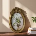 French vintage gold embossed resin oval photo frame with elegant rose carvings and art - Oval Rose Relief Style / Outer 13*20CM
