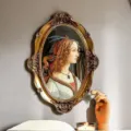 Cadre doré ovale en résine sculptée avec peinture décorative de portrait - Style Or Rétro (Intérieur 20*33.5CM) / Cadre Extérieur 44*31CM