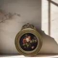 Vintage gold round picture frame with elegant floral oil painting art for luxury home decor - Round Style (JY-93) / Inner 7.5*7.5 Outer 10*12CM
