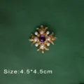 Detail view of a vintage Baroque style brooch with purple gem and pearls, size 4.5x4.5cm - Purple Gem Cross Style (B5)
