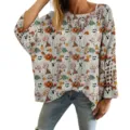 White hollow-out knit sweater featuring festive Halloween pumpkin and ghost pattern print - S / Tops / White (LXK-TTLK4-4)