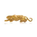 Vintage gold leopard brooch pin with realistic animal design and black spots. - Vintage Gold Panther (f2 - 2 - 9917)