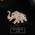 Sparkling crystal rhinestone elephant brooch in gold finish alloy 36x25mm 11g - 36x25mm / Gold