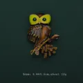 Exquisite enamel owl brooch detail with green rhinestone eyes and dimensions info - Owl Style (V9)