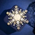 Vintage golden snowflake brooch with iridescent sun face relief and colorful crystals - Snowflake Sun Face Style (Style 9)