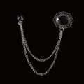 Spilla a catena vintage in argento con gemma viola per maglioni eleganti chic. - Argento con Gemma Ovale Viola (Stile 15)