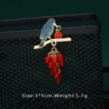 Luxurious baroque bird brooch with red beads, detailed size 3x5cm and weight 5.7g - Bird on Branch Style (BK07)