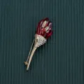 Close-up of vintage Baroque style red flower brooch with sparkling rhinestones - Wine Red Flower Bud Style / Style 2