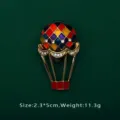 Detailed view of a colorful enamel hot air balloon brooch with exact dimensions and weight - Hot Air Balloon Shape (BK09)