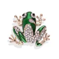 Exquisite green enamel frog brooch with sparkling clear rhinestones for accessories - Green Enamel Full Rhinestone Frog Style (A01)