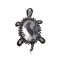 Broche tortue vintage élégante avec cristaux gris et finition en émail noir - Style Tortue Grosse Pierre Grise Émail Noir (款式9)