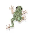 Detail of green rhinestone frog brooch with sparkling crystal eyes and golden finish. - Jumping Green Rhinestone Frog Style (A02)