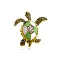 Broche tortue vintage dorée avec émail vert et cristaux étincelants de qualité - Style Tortue Émail Damier Vert Blanc (款式8)
