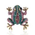 Detailed macro shot of a vivid frog brooch adorned with vibrant colorful rhinestones - Colorful Full Rhinestone Frog Style (A07)