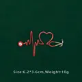 Close-up detail of a red stethoscope brooch with heart pulse shape and crystal - Medical ECG Style (BK15)