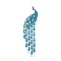 Elegant vintage peacock brooch in blue crystal with cascading marquise cut stones - Blue Tassel Style (02)