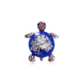 Blue turtle brooch with sparkling crystals and silver foil shell detail - Dark Blue Turtle Style (款式1)