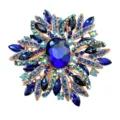 Elegant blue crystal sunburst brooch pin for suits and coats, luxury jewelry piece - Deep Blue Crystal Star (1)