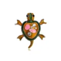 Accessoire broche tortue vintage avec émail coloré et accents de cristal étincelant - Style Tortue Feuille Émail Orange Jaune Vert (款式6)