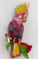 Vibrant layered acrylic cockatoo brooch pin featuring a yellow crest and green leaf detail - Red and White Parrot / Red and White