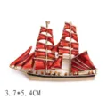 Elegant vintage red enamel sailing ship brooch with gold metallic frame, 3.7x5.4cm size - Red Steamship (Model 3)