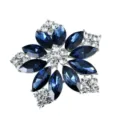 Elegant flower brooch with navy blue and clear crystals for formal suits and coats - Blue White Crystal Floral (4)
