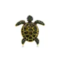Vintage turtle brooch pin featuring green crystals and enamel shell detail on gold-toned base - Dark Green Enamel Turtle Style (款式3)
