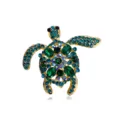 Broche tortue de mer vintage ornée de cristaux bleus et verts avec une élégante finition dorée - Style Tortue Pierre Verte Strass Bleu Ciel (款式7)