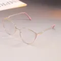 Elegantes gafas de ojo de gato en metal dorado con strass y lentes fotocromáticas - 0° Anti-Blue Light / Oro Rosa