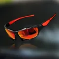 Men's sports sunglasses with red mirrored lenses for cycling and outdoor driving. - Red Frame Red Mirror