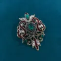 Elegante broche colgante de cristal estilo barroco vintage con piedras de colores - Estilo Verde Esmeralda