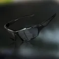 Durable mens black sports sunglasses for outdoor cycling and driving with tinted lenses - Black Legs Gray Lens