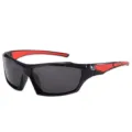 Sporty black and red sunglasses for outdoor cycling and driving with polarized lenses - Red Frame Grey Lens