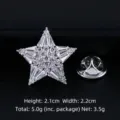 Dainty silver star brooch with micro-paved cubic zirconia stones and butterfly clutch - Five-pointed Star (1058星星) / Platinum