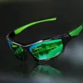 Professional men's outdoor sports sunglasses with green colorful lenses and black frame - Green Frame Green Mirror Lens